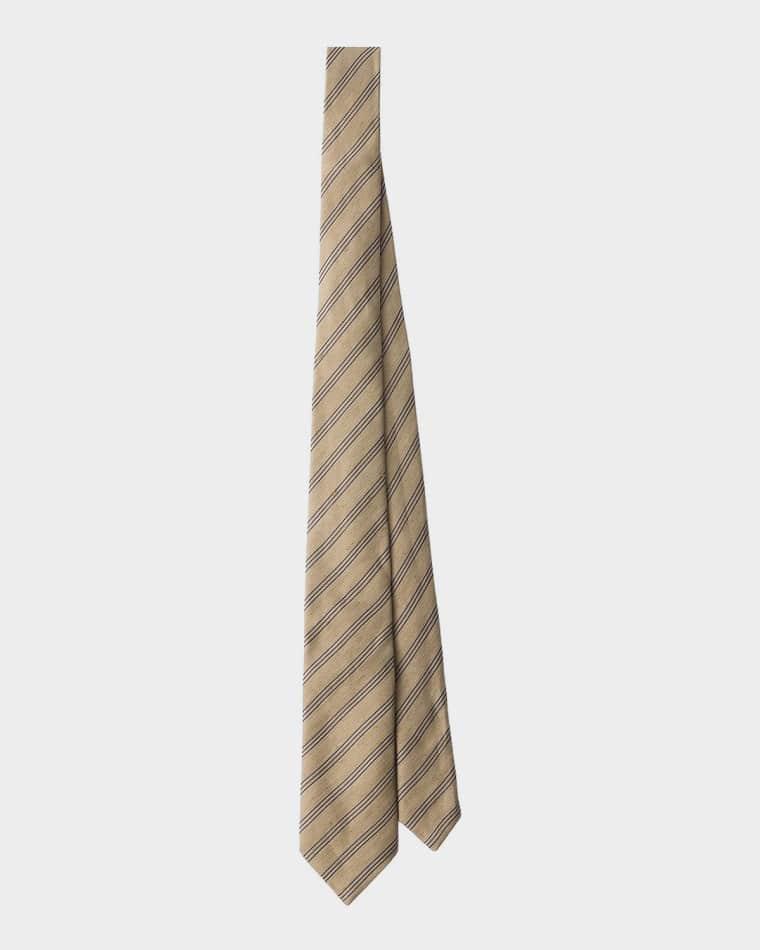 Men's Striped Linen-Blend Tie by PRADA