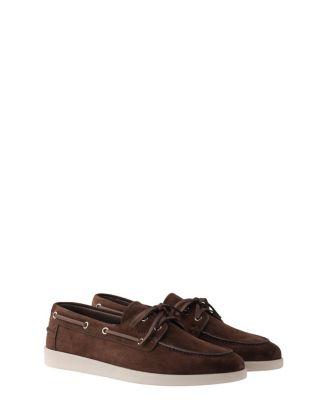 Men's Suede Boat Shoes With Laces by PRADA