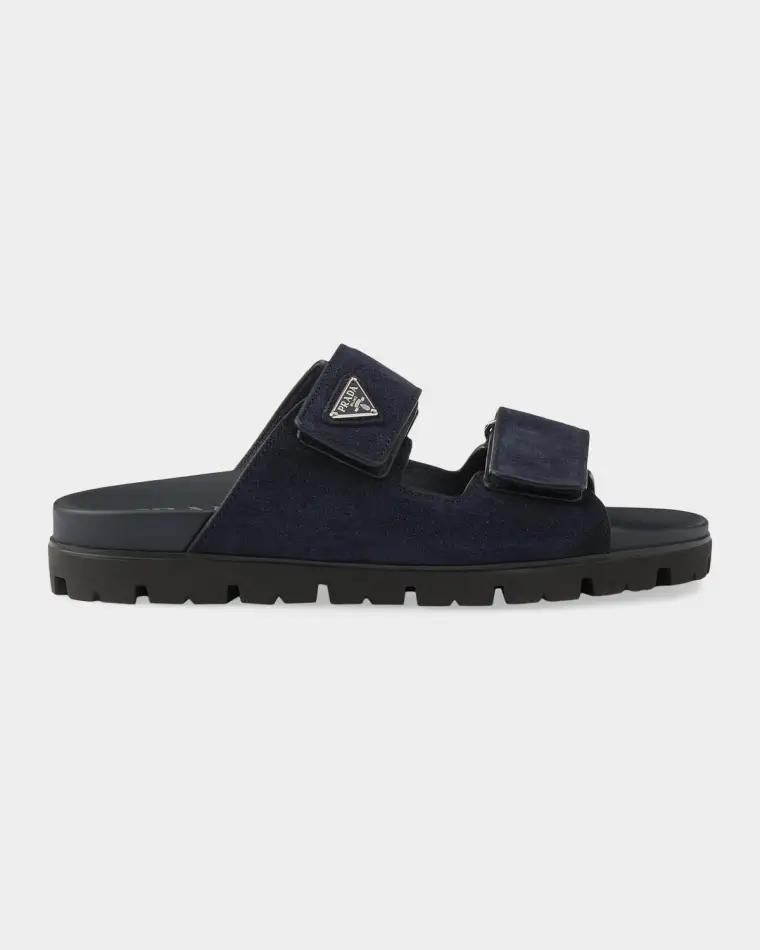 Men's Suede Double-Strap Sandals by PRADA