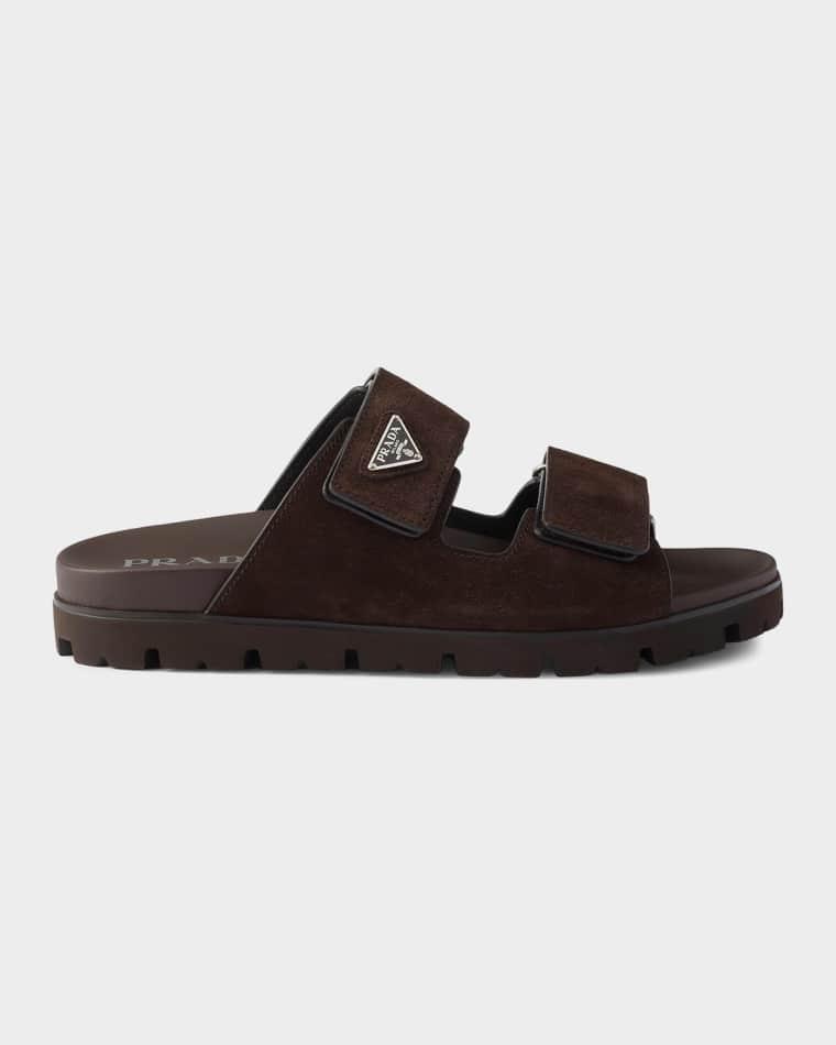 Men's Suede Double-Strap Sandals by PRADA