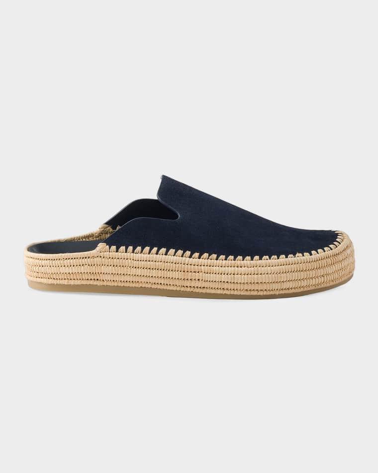 Men's Suede and Raffia Mules by PRADA