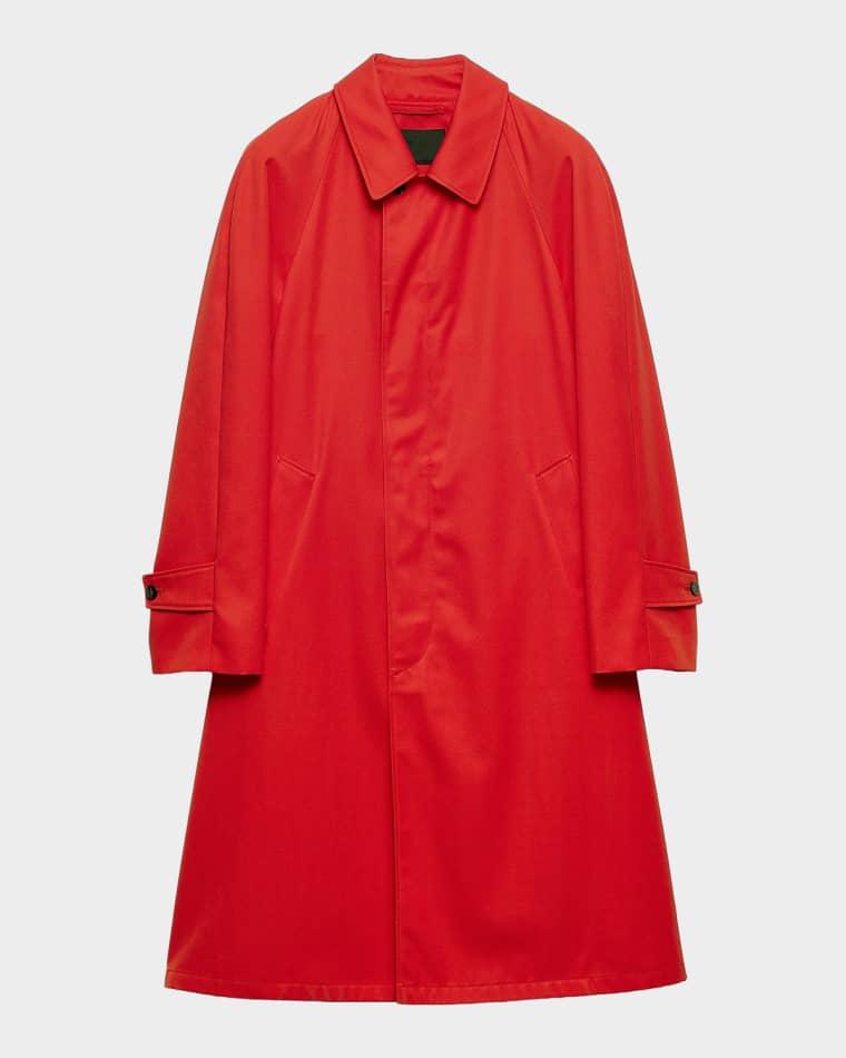 Men's Technical Gabardine Mid-Length Trench Coat by PRADA