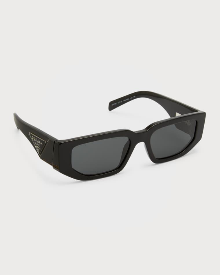 Men's Triangle Logo Bicolor Rectangle Sunglasses by PRADA
