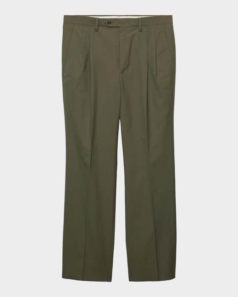 Men's Wool and Cotton Wide-Leg Pleated Pants by PRADA