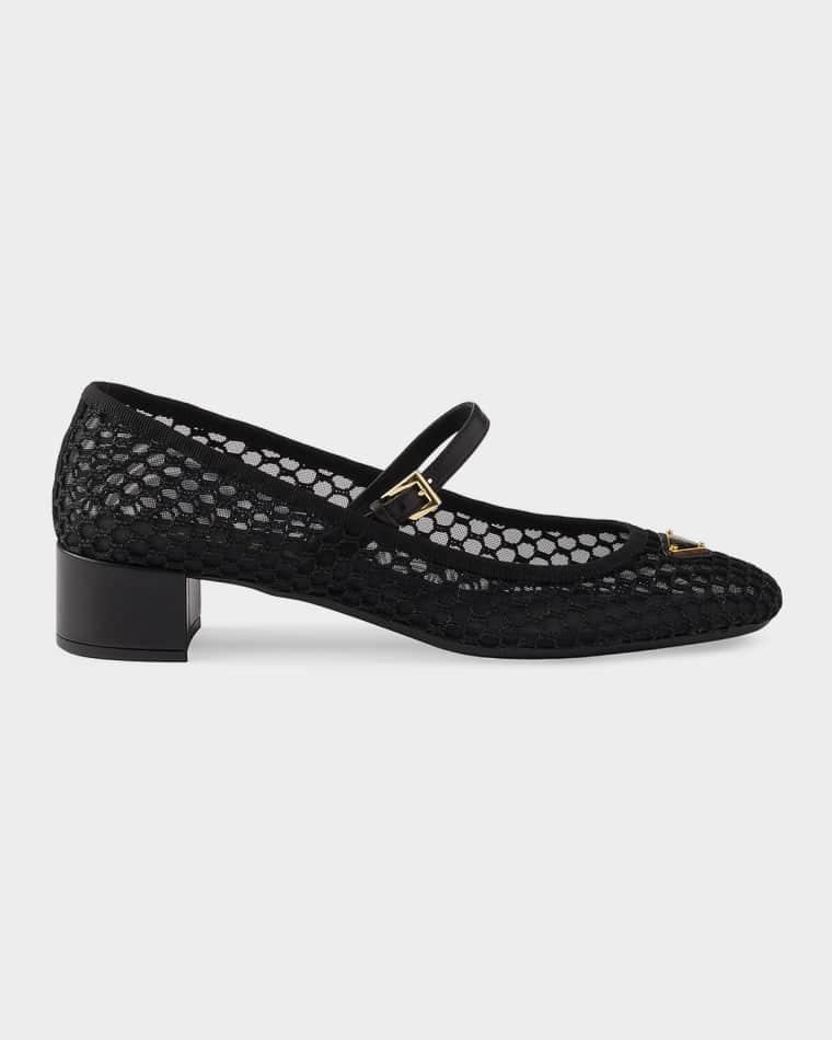 Mesh Fabric Ballerina Heels by PRADA