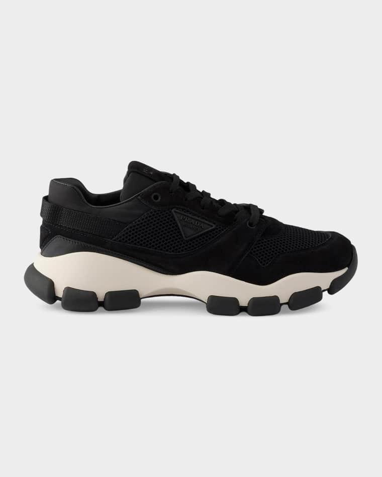 Mesh and Suede Low-Top Sneakers by PRADA