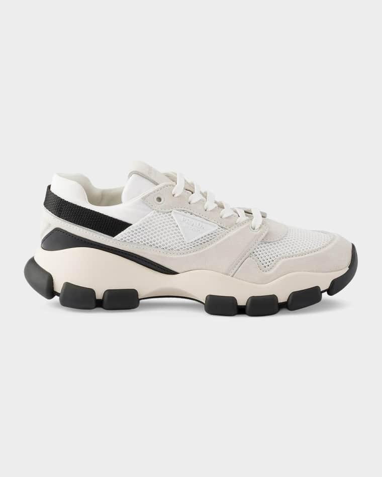 Mesh and Suede Low-Top Sneakers by PRADA