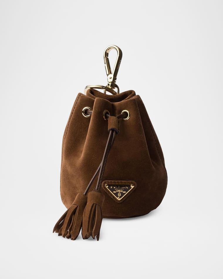 Mini Icon Suede Pouch Keychain Charm by PRADA