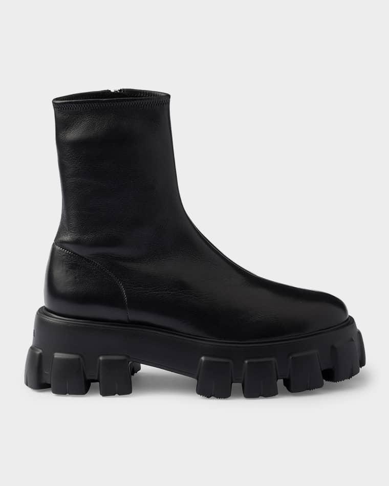 Monolith Stretch Nappa Leather Ankle Boots by PRADA