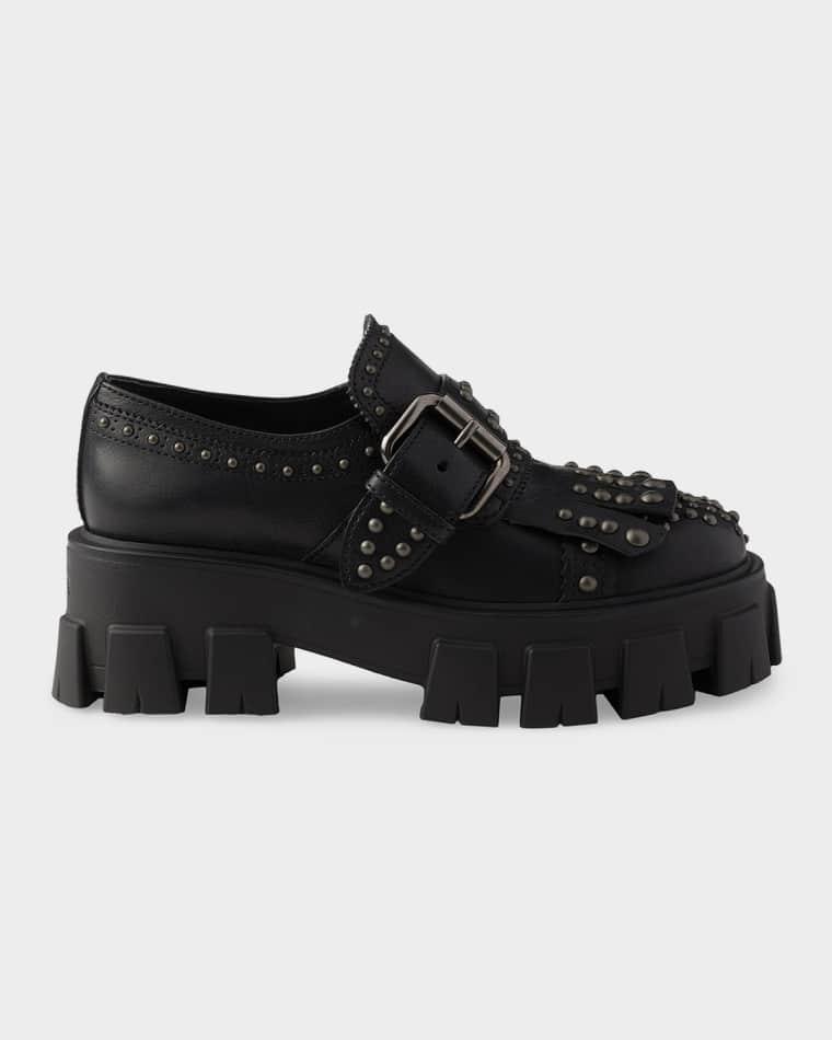 Monolith Studded Leather Loafers by PRADA
