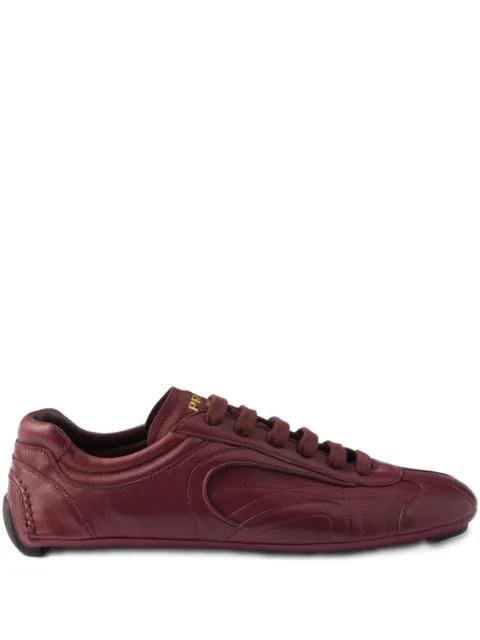 Montecarlo Re-edition 2005 antiqued-leather sneakers by PRADA