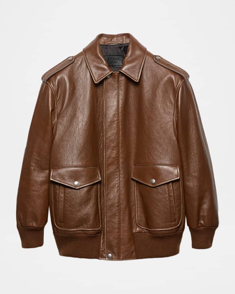 Nappa Leather Oversized Bomber Jacket by PRADA