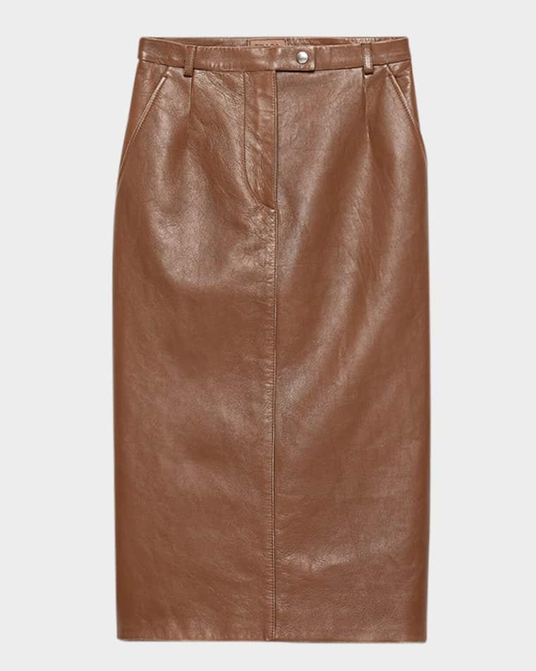 Nappa Leather Pencil Skirt by PRADA