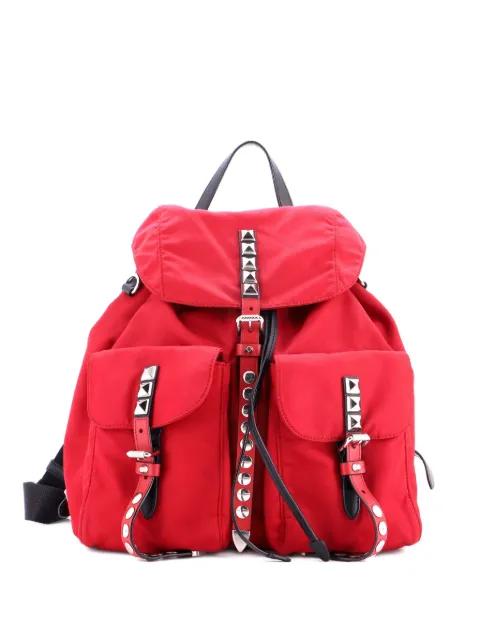 New Vela Tessuto with Studded Leather backpack by PRADA 