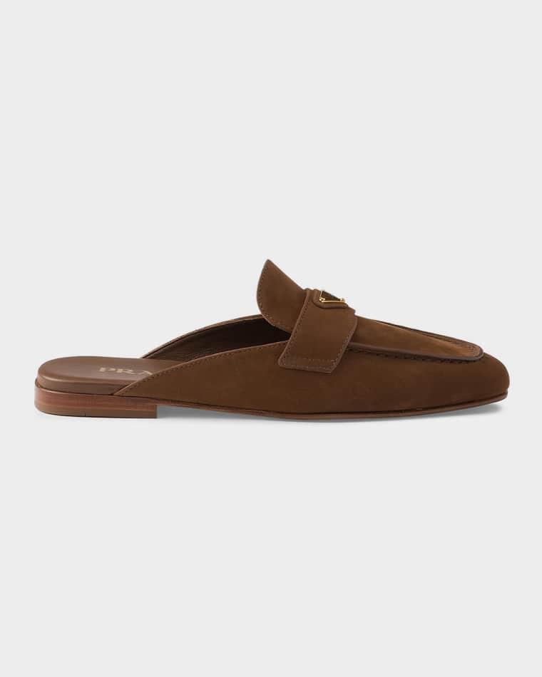 Nubuck Leather Sabot Mules by PRADA