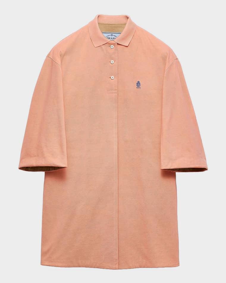 Old Pique 3/4-Sleeve Polo Coat by PRADA