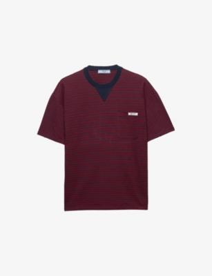 Oversized Stripe-Print Cotton-Jersey T-Shirt by PRADA