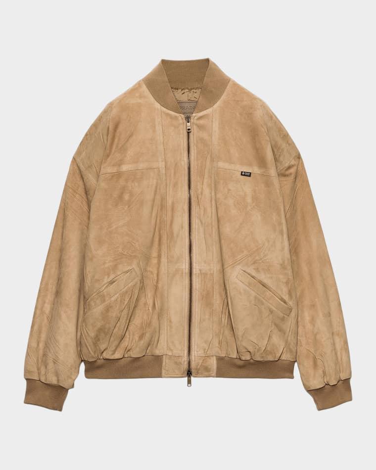 Oversized Suede Bomber Jacket by PRADA