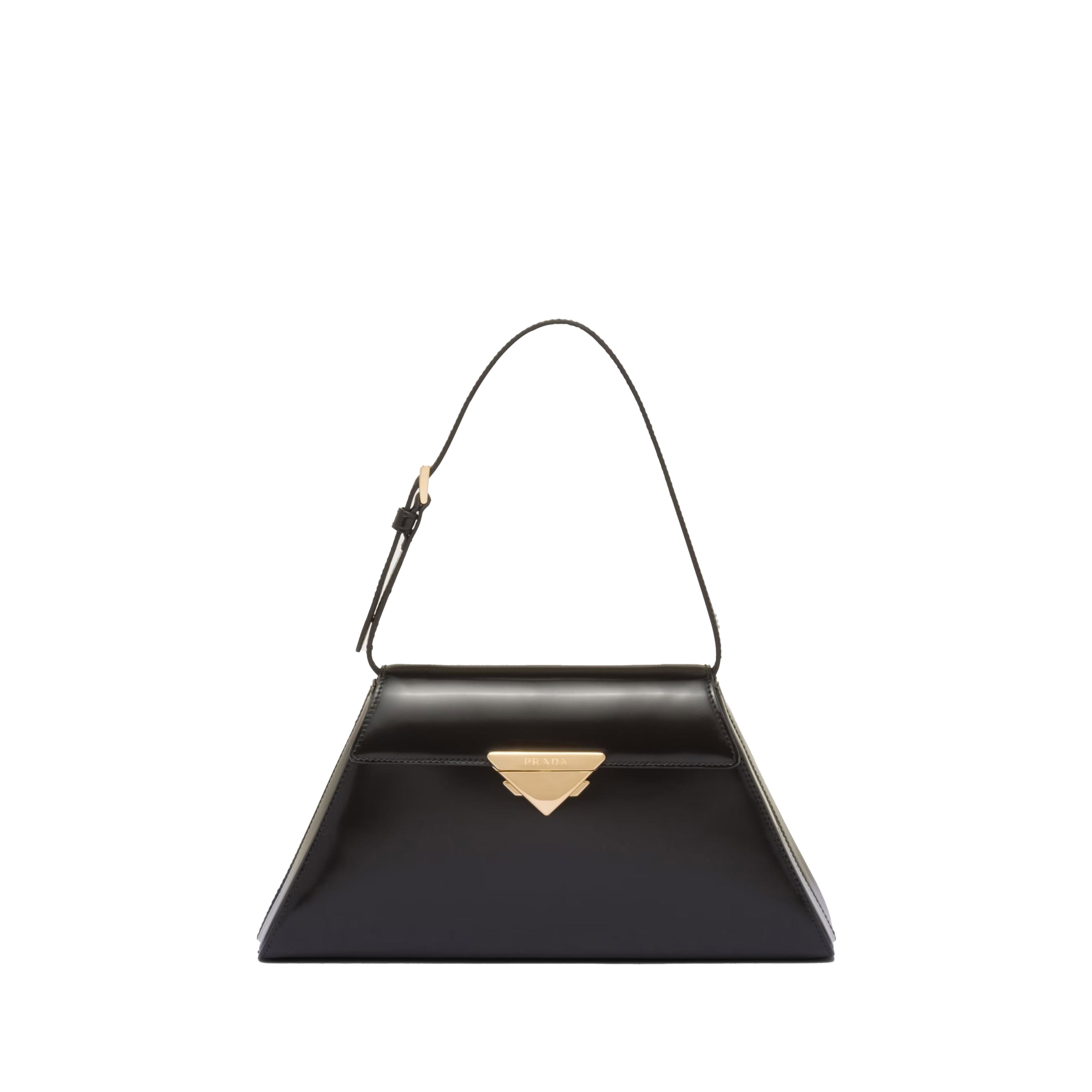 PRADA - Women's Medium Brushed Leather Handbag - (Black) by PRADA