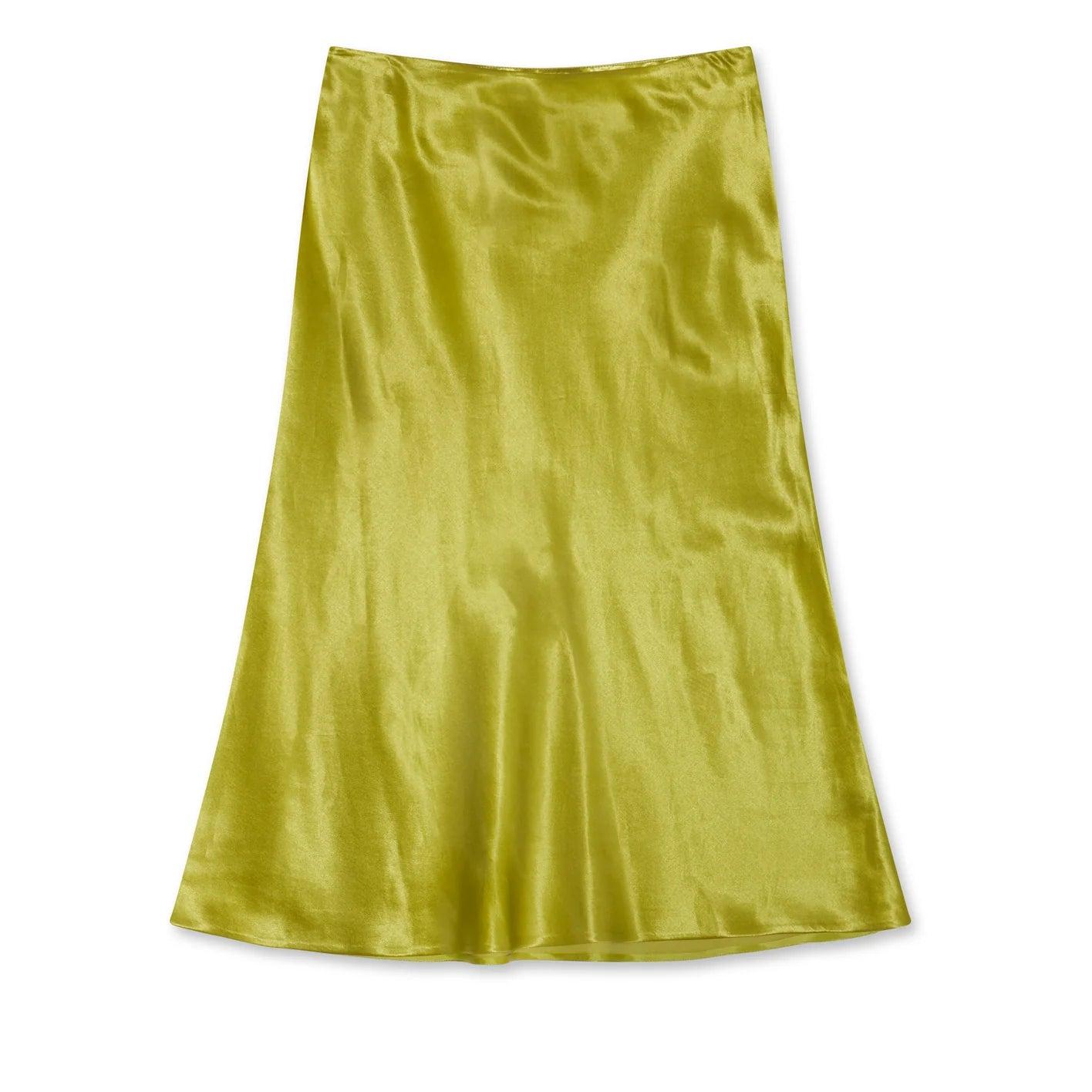 PRADA - Women's Satin Midi Skirt - (Green) by PRADA