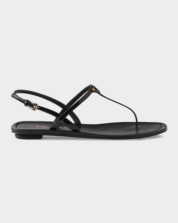 Patent Leather Thong Sandals by PRADA