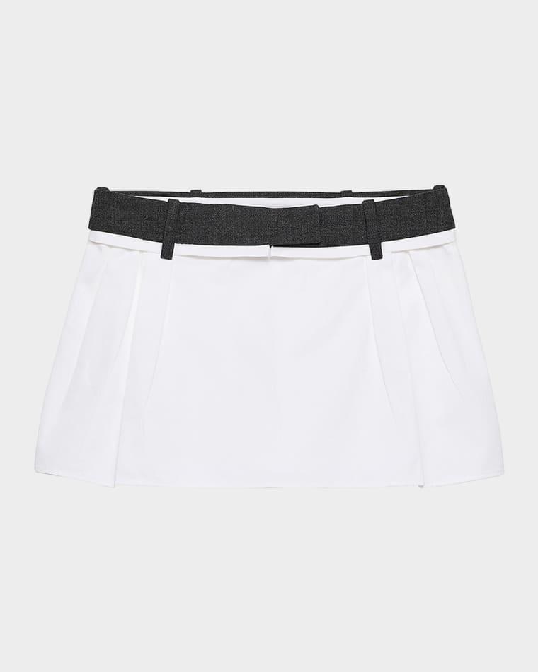 Pleated Cotton Poplin Miniskirt by PRADA