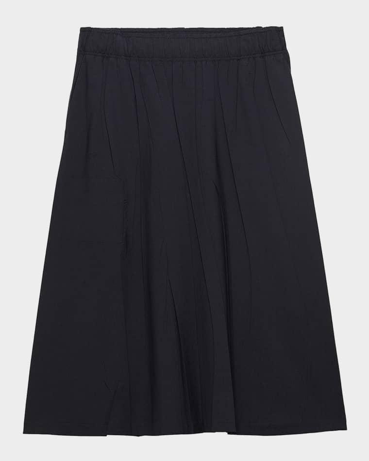 Pleated Light Wool Midi Skirt by PRADA
