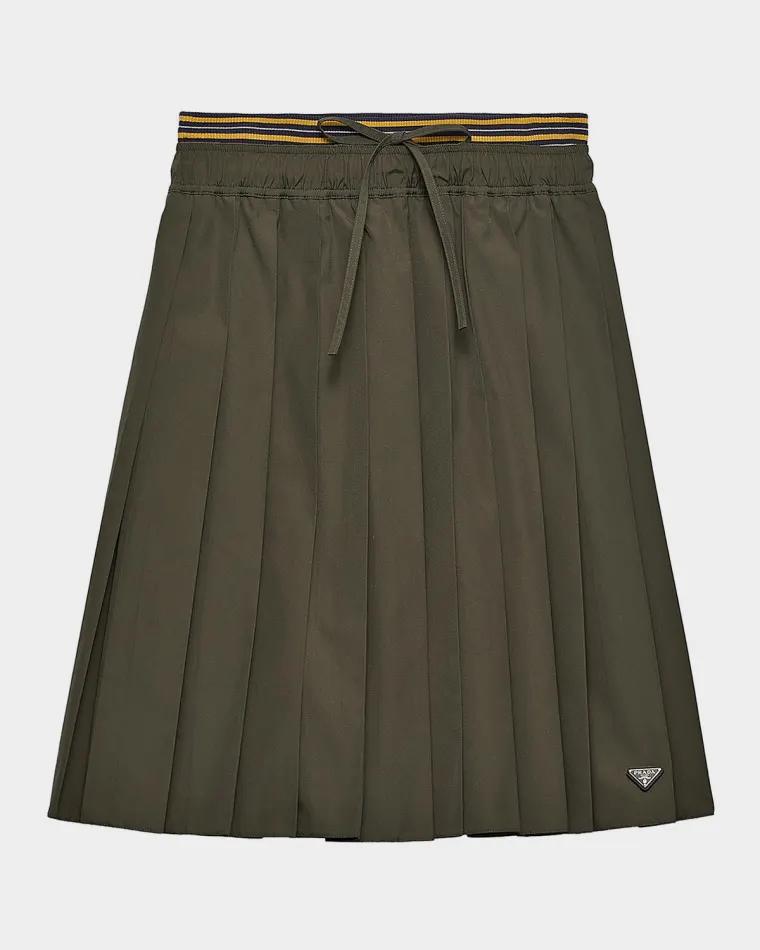 Pleated Poplin Skirt by PRADA