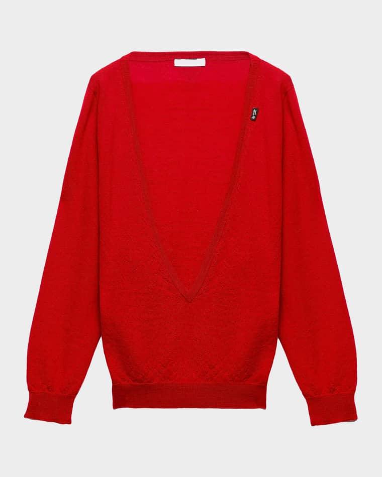 Plunging V-Neck Cashmere Sweater by PRADA