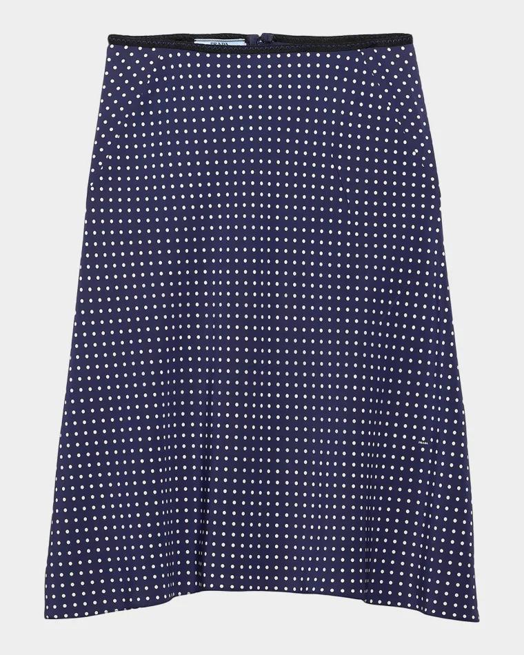 Polka-Dot Marocain Flared Skirt by PRADA