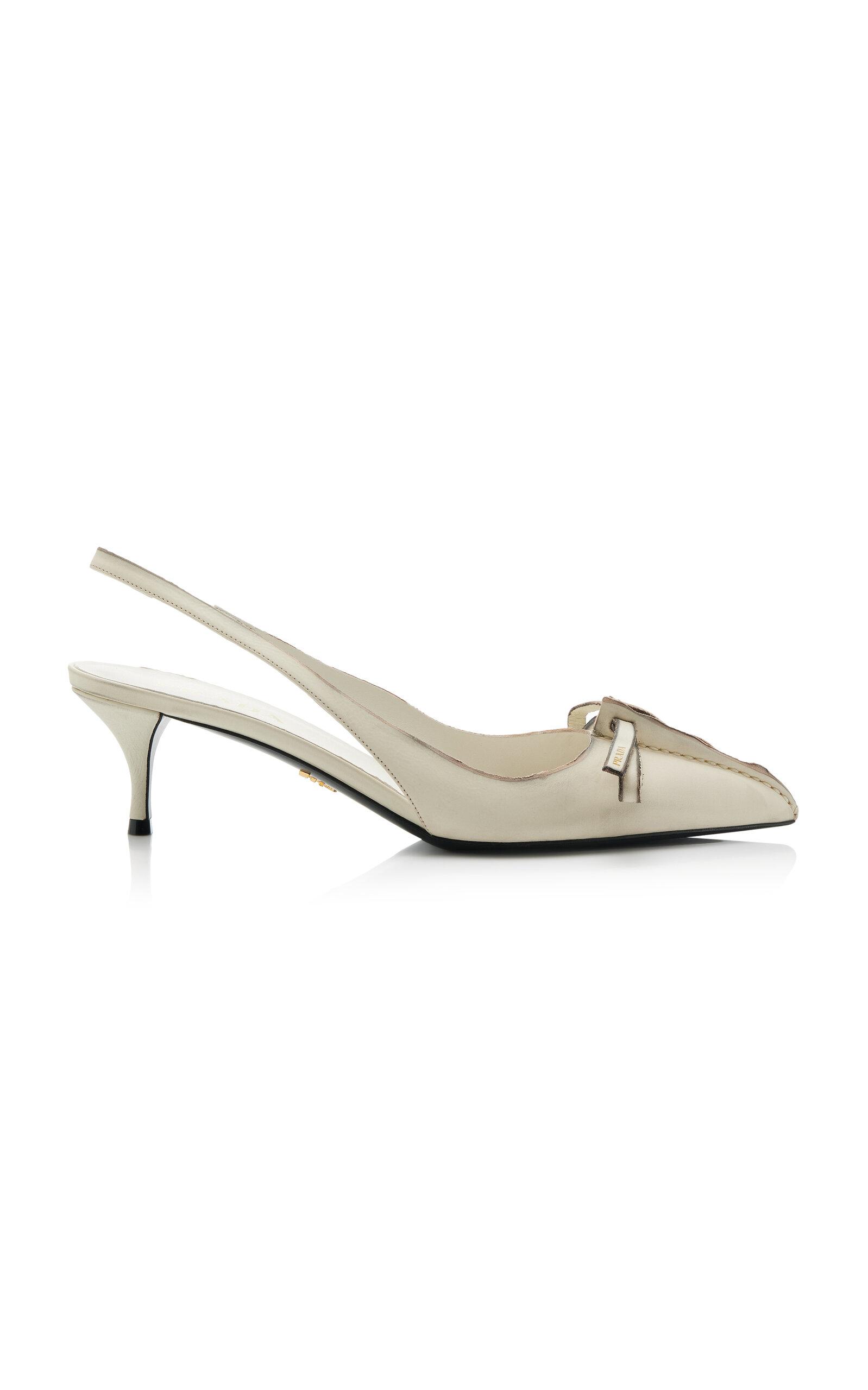 Prada Antiqued Leather Slingback Pumps - Moda Operandi by PRADA