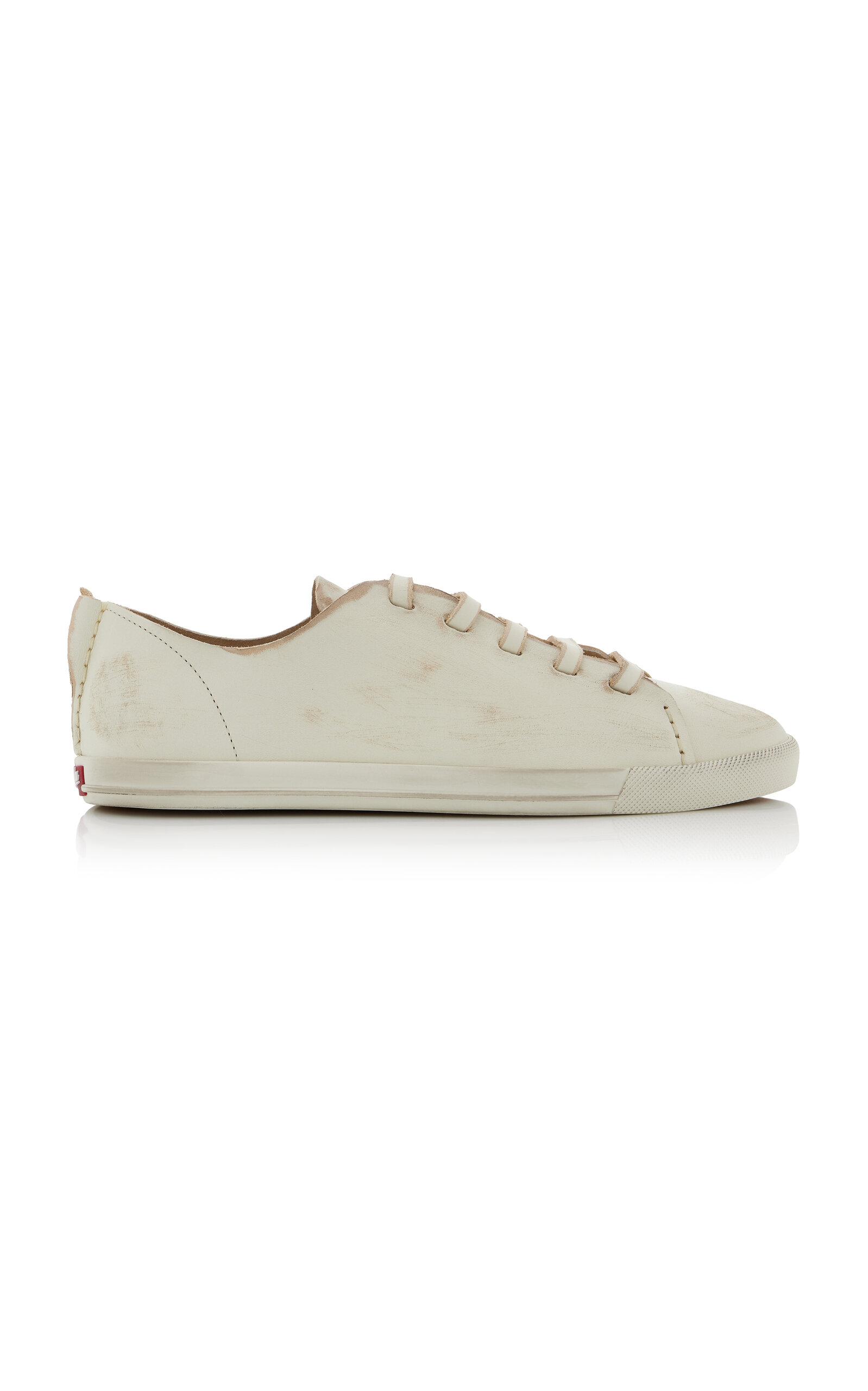 Prada Antiqued Leather Sneakers - Moda Operandi by PRADA