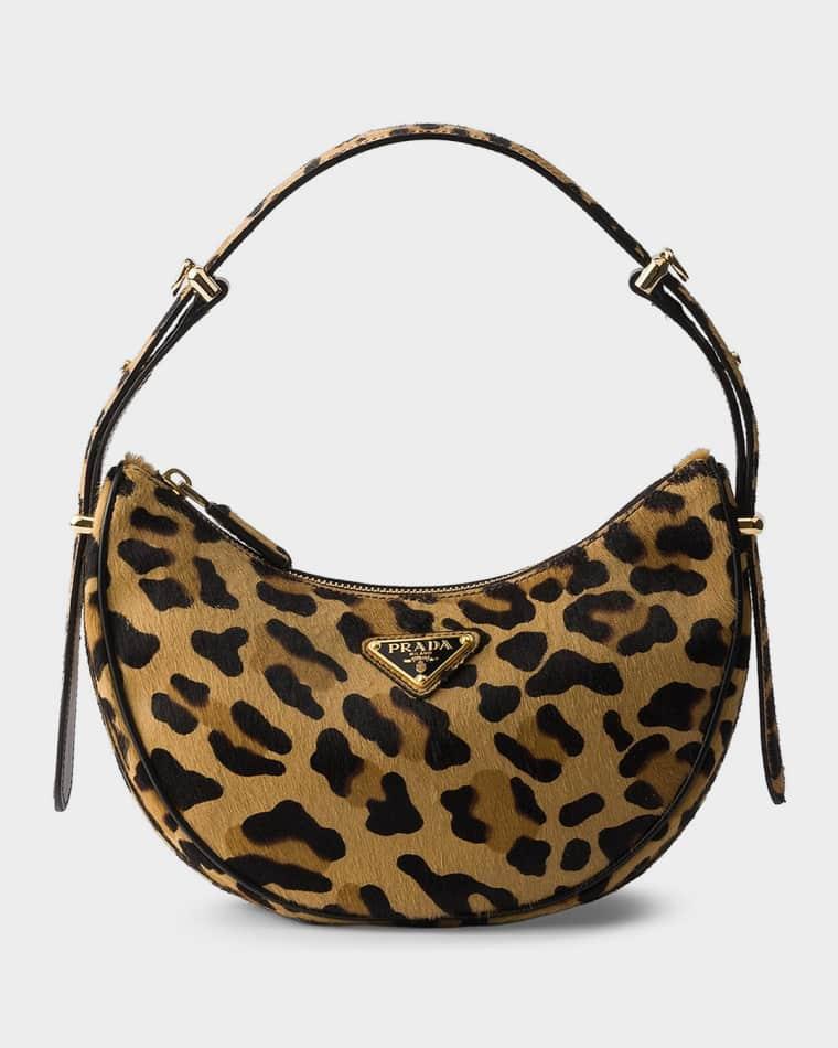 Prada Arqu Animal-Print Fur Small Shoulder Bag by PRADA
