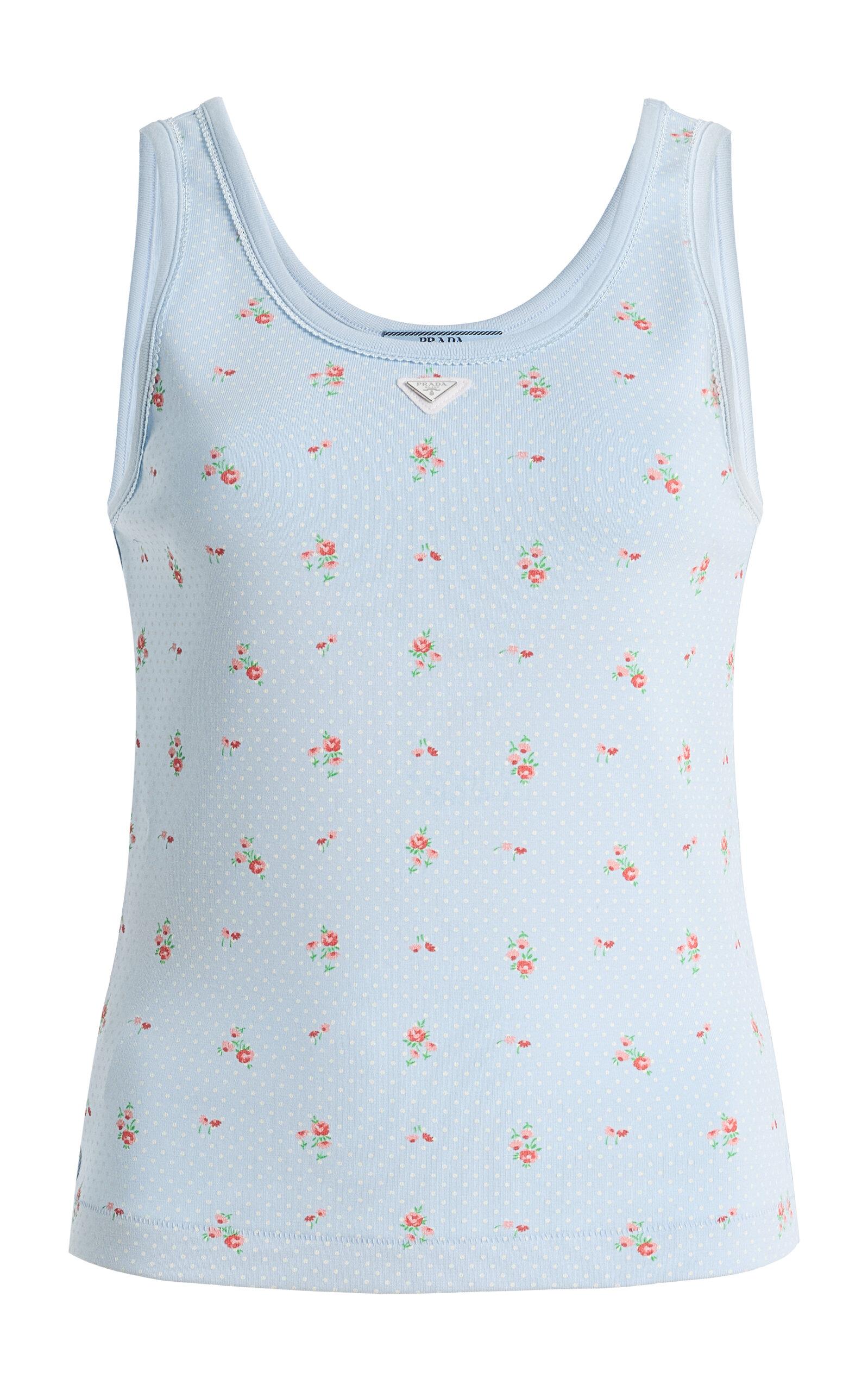 Prada Bouquet-Print Cotton Tank Top - Moda Operandi by PRADA