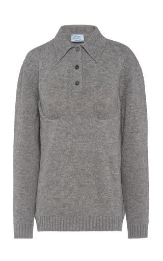 Prada Bra-Detailed Cashmere Polo Sweater - Moda Operandi by PRADA
