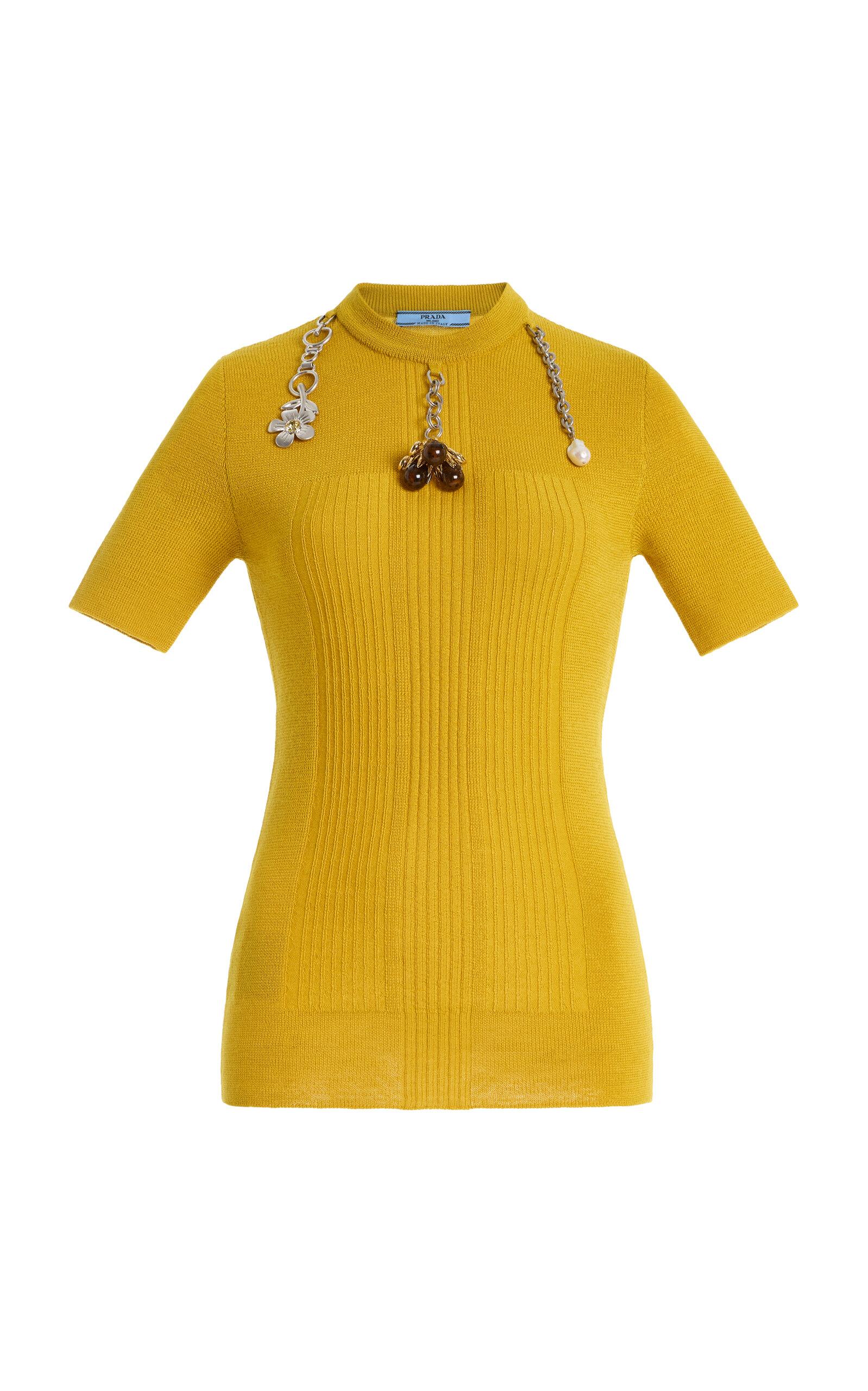 Prada Charm-Detailed Knit Wool Top - Moda Operandi by PRADA