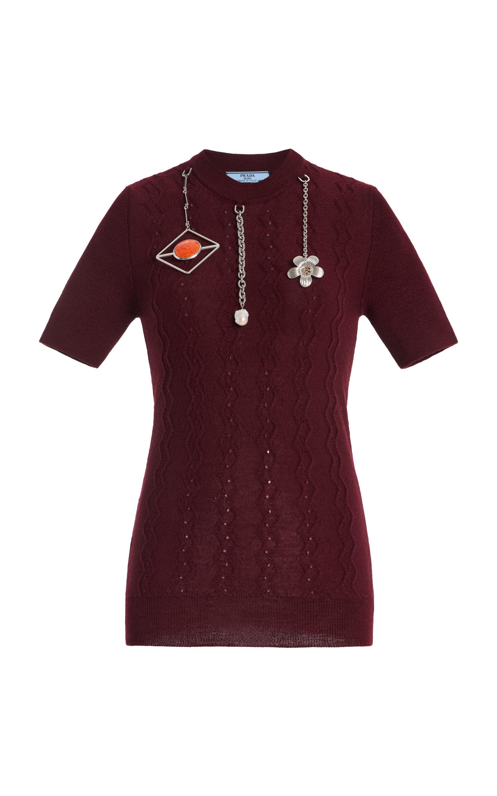 Prada Charm-Detailed Knit Wool Top - Moda Operandi by PRADA