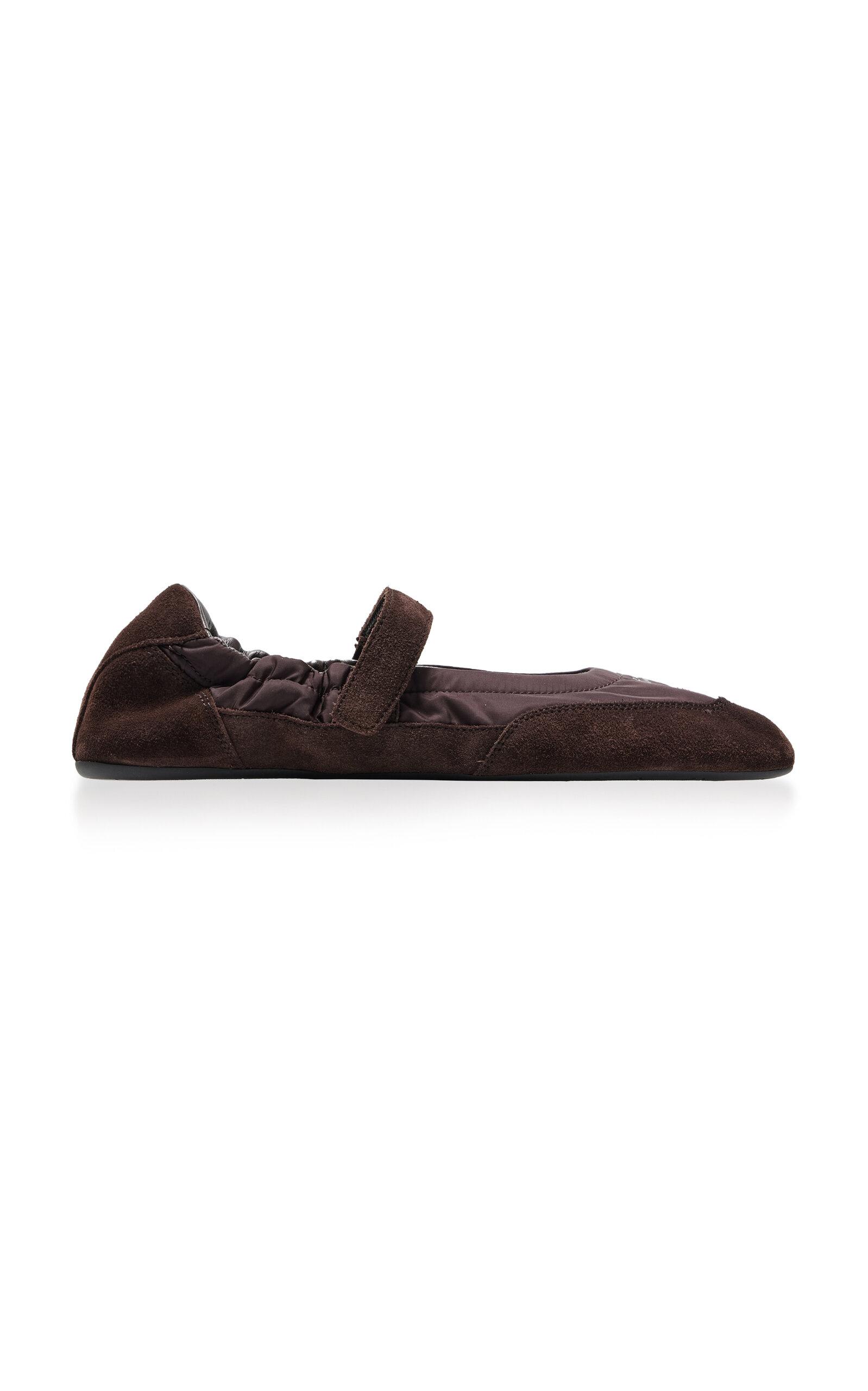 Prada Collapse Re-Nylon and Suede Ballet Flats - Moda Operandi by PRADA