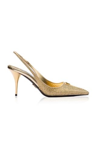 Prada Crystal-Embellished Satin Slingback Pumps - Moda Operandi by PRADA