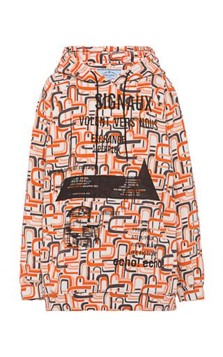 Prada Drawstring Printed Cotton Hooded Sweatshirt - Moda Operandi by PRADA