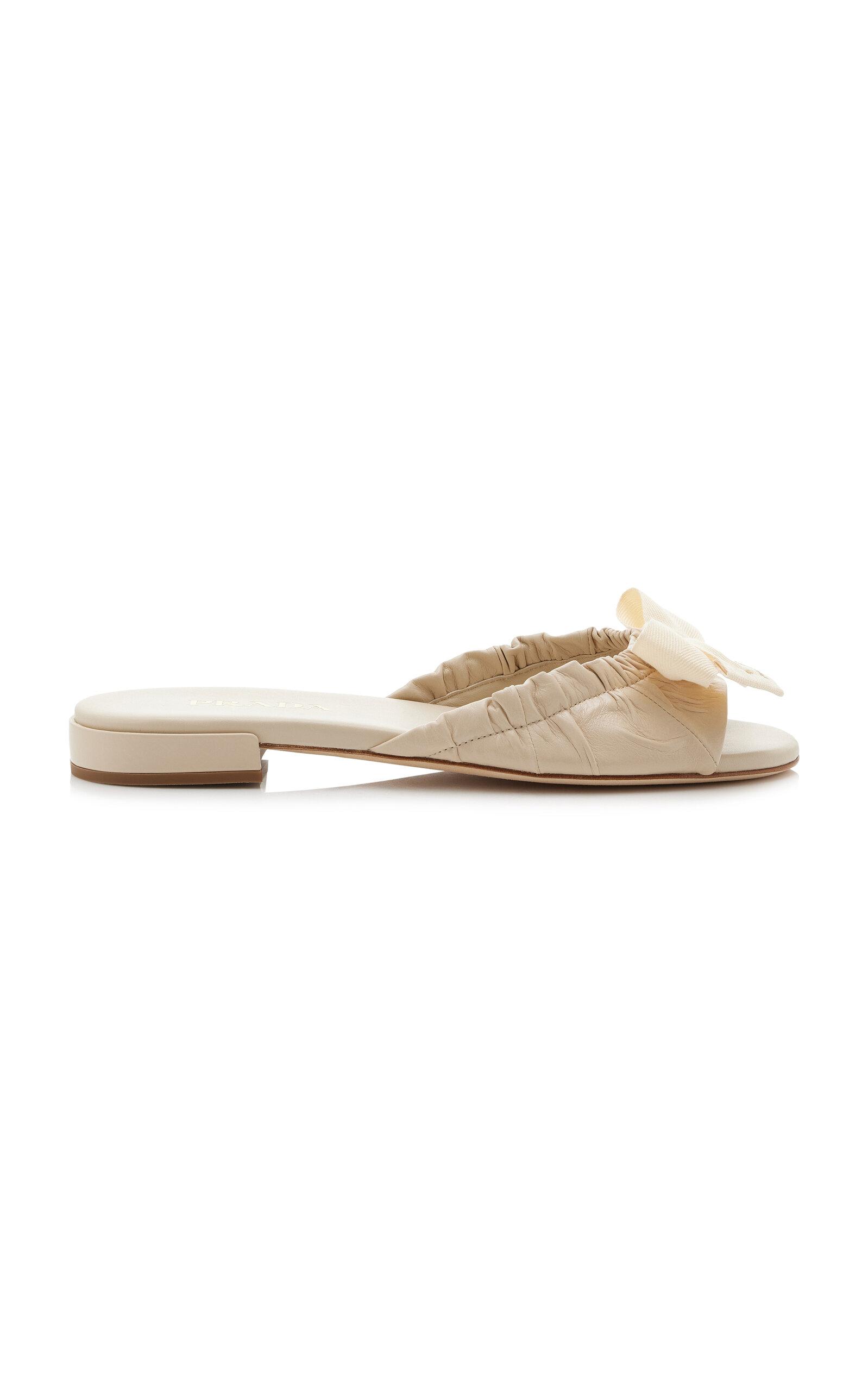 Prada Grosgrain-Trimmed Leather Sandals - Moda Operandi by PRADA