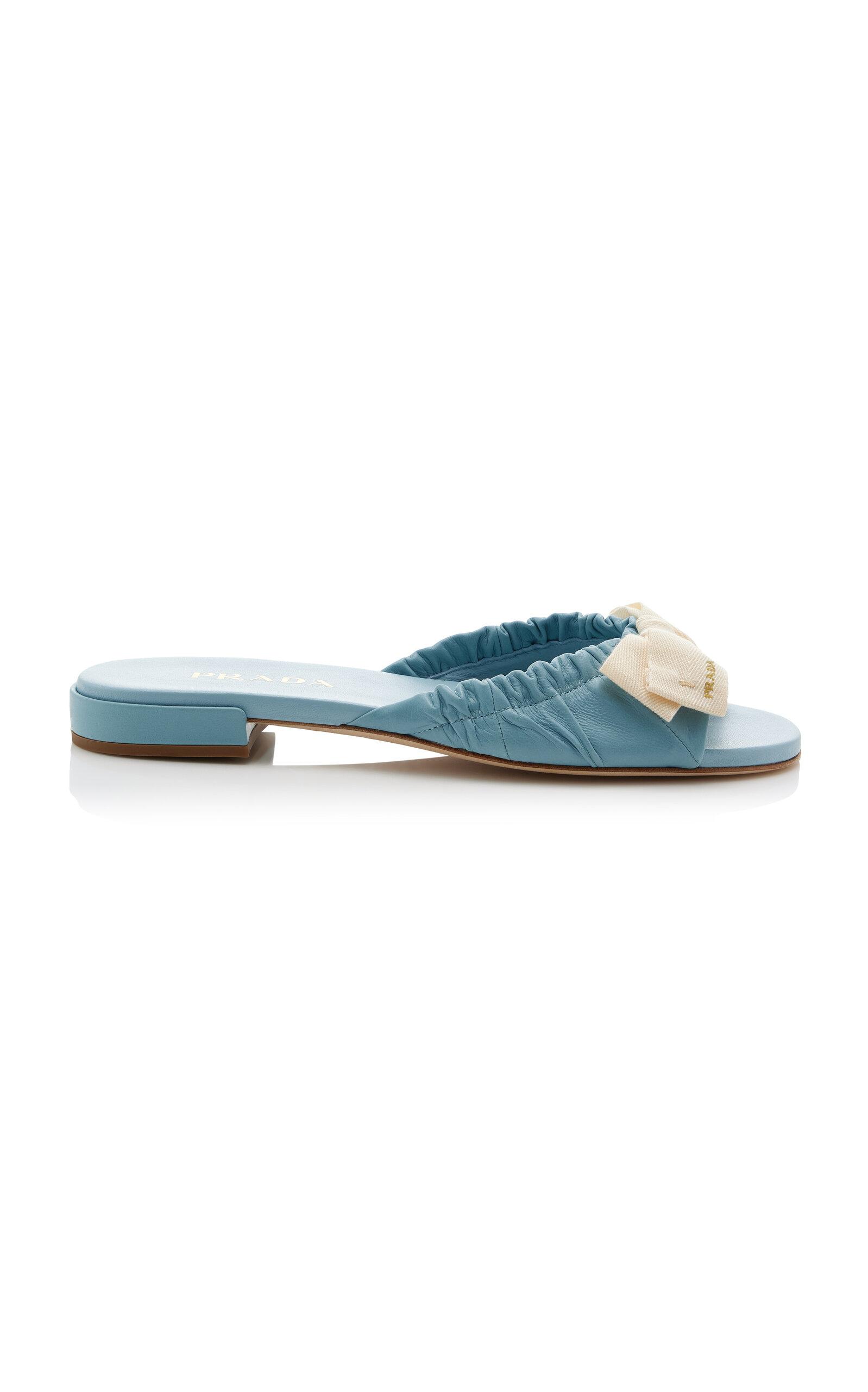 Prada Grosgrain-Trimmed Leather Sandals - Moda Operandi by PRADA