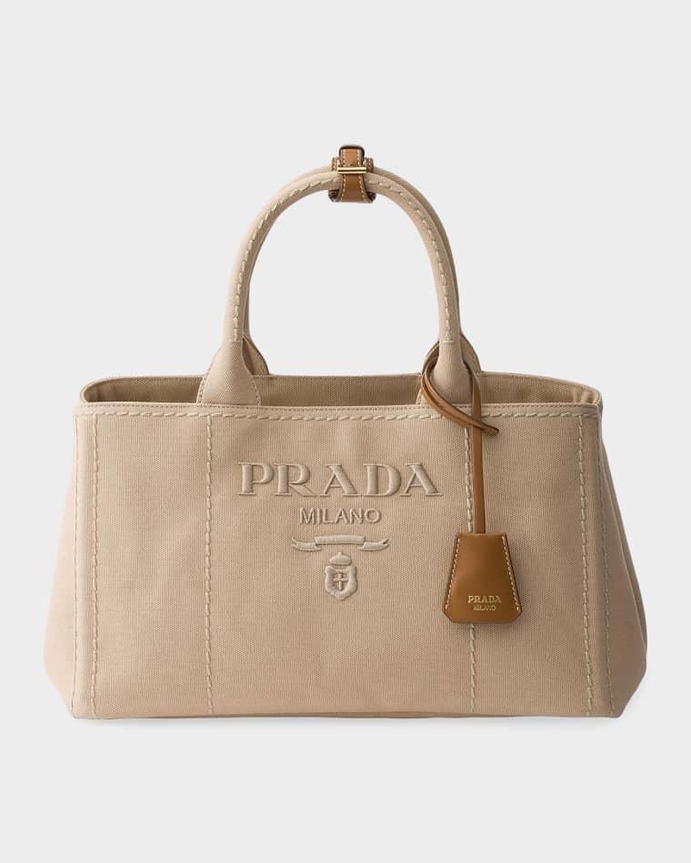 Prada Jardinire Large Cotton Canvas Handbag by PRADA