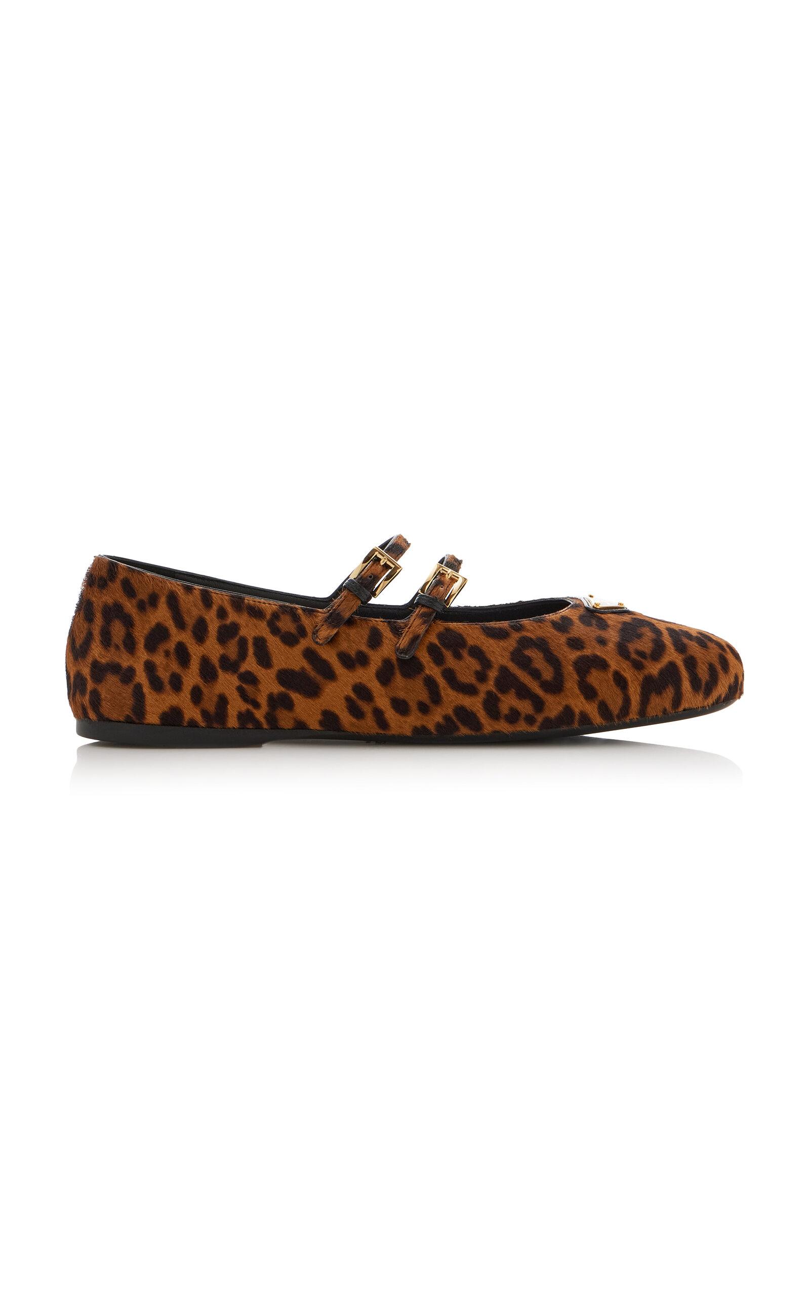 Prada Leopard-Print Pony Hair Mary Jane Ballet Flats - Moda Operandi by PRADA