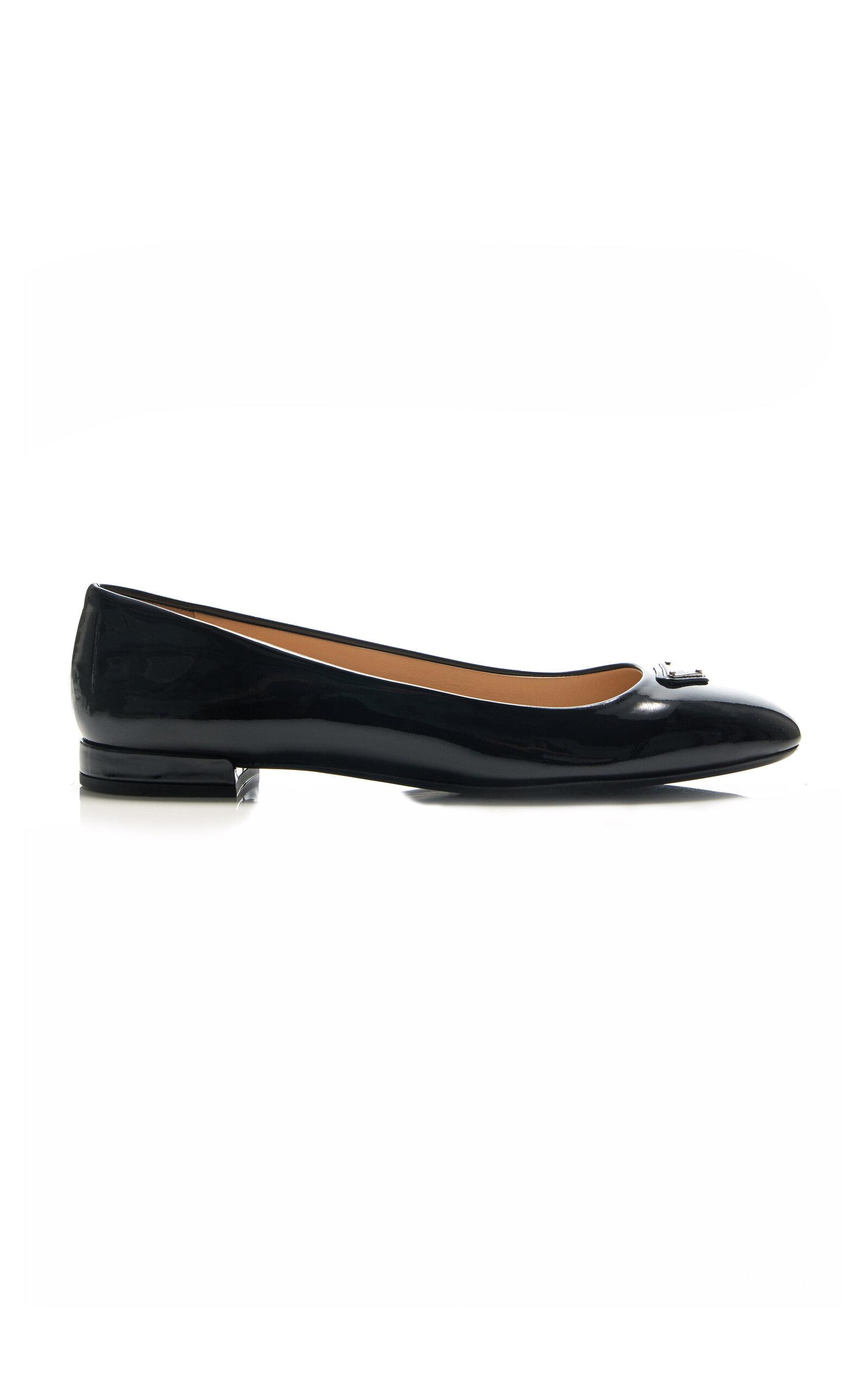 Prada Logo-Detailed Leather Ballet Flats - Moda Operandi by PRADA