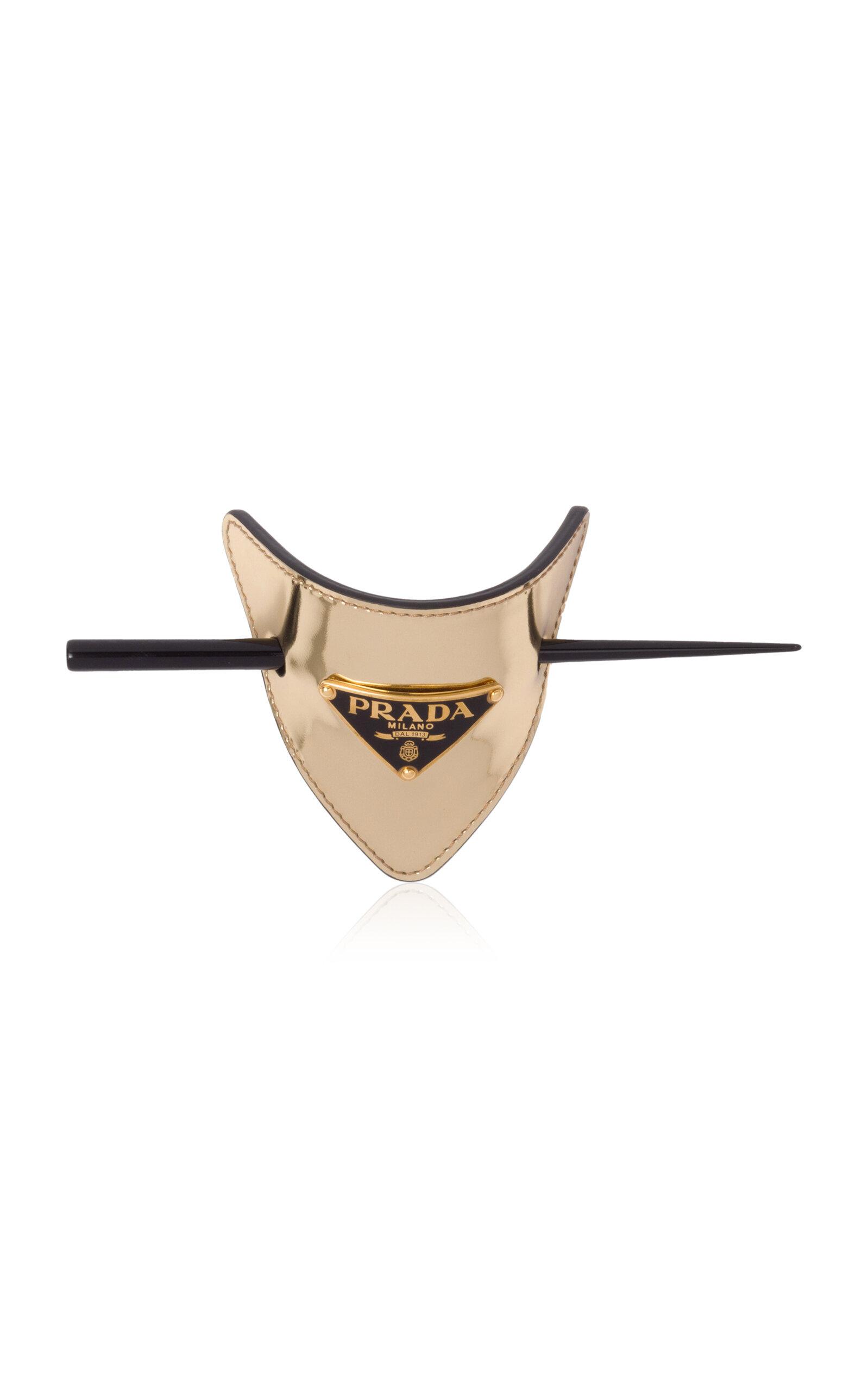 Prada Logo-Detailed Leather Hair Clip - Moda Operandi by PRADA