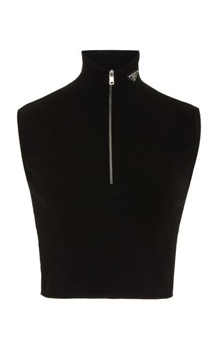 Prada Logo-Detailed Ribbed Jersey Turtleneck Crop Top - Moda Operandi by PRADA