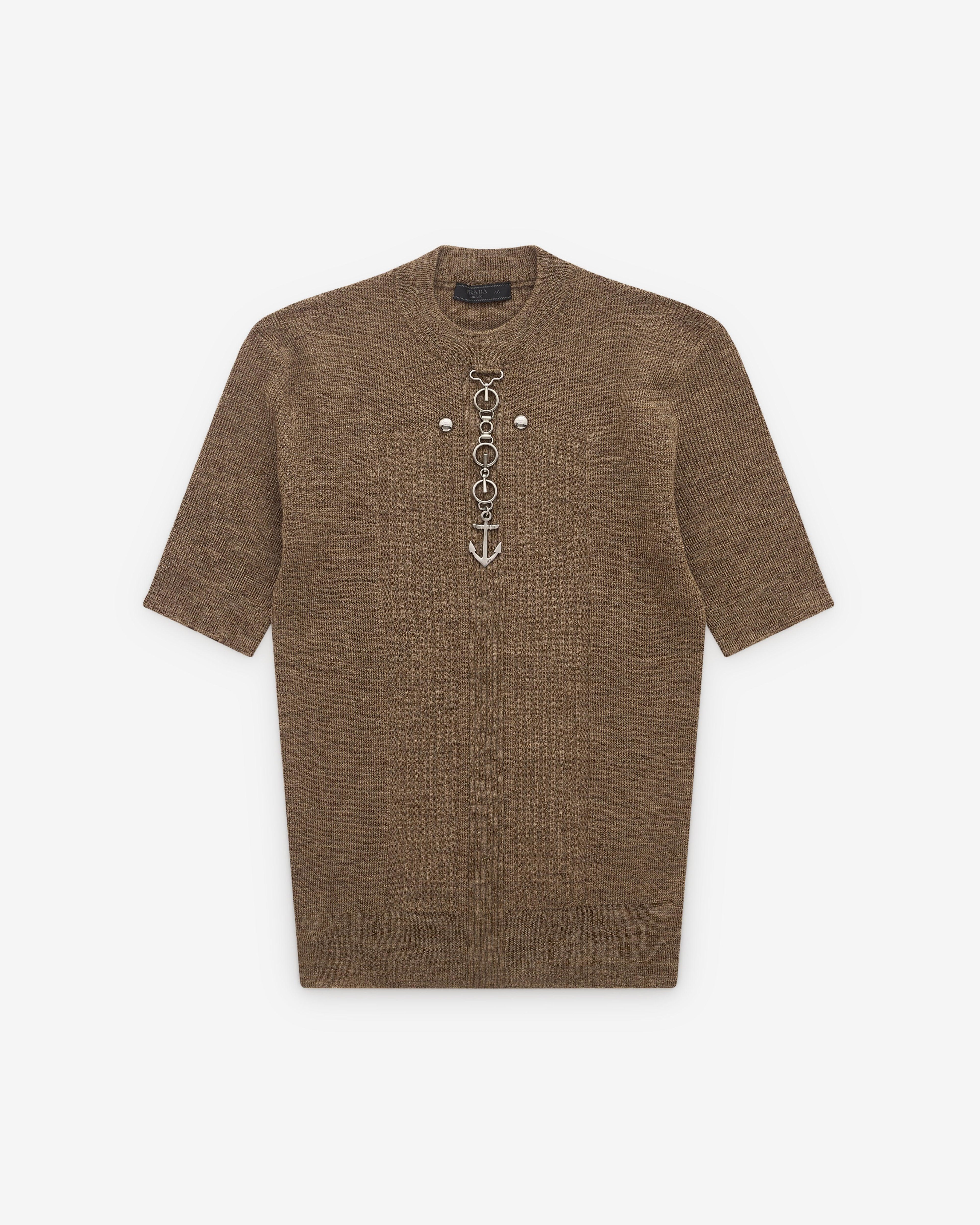 Prada - Men’s Anchor Short Sleeve Knit - (Light Brown) by PRADA