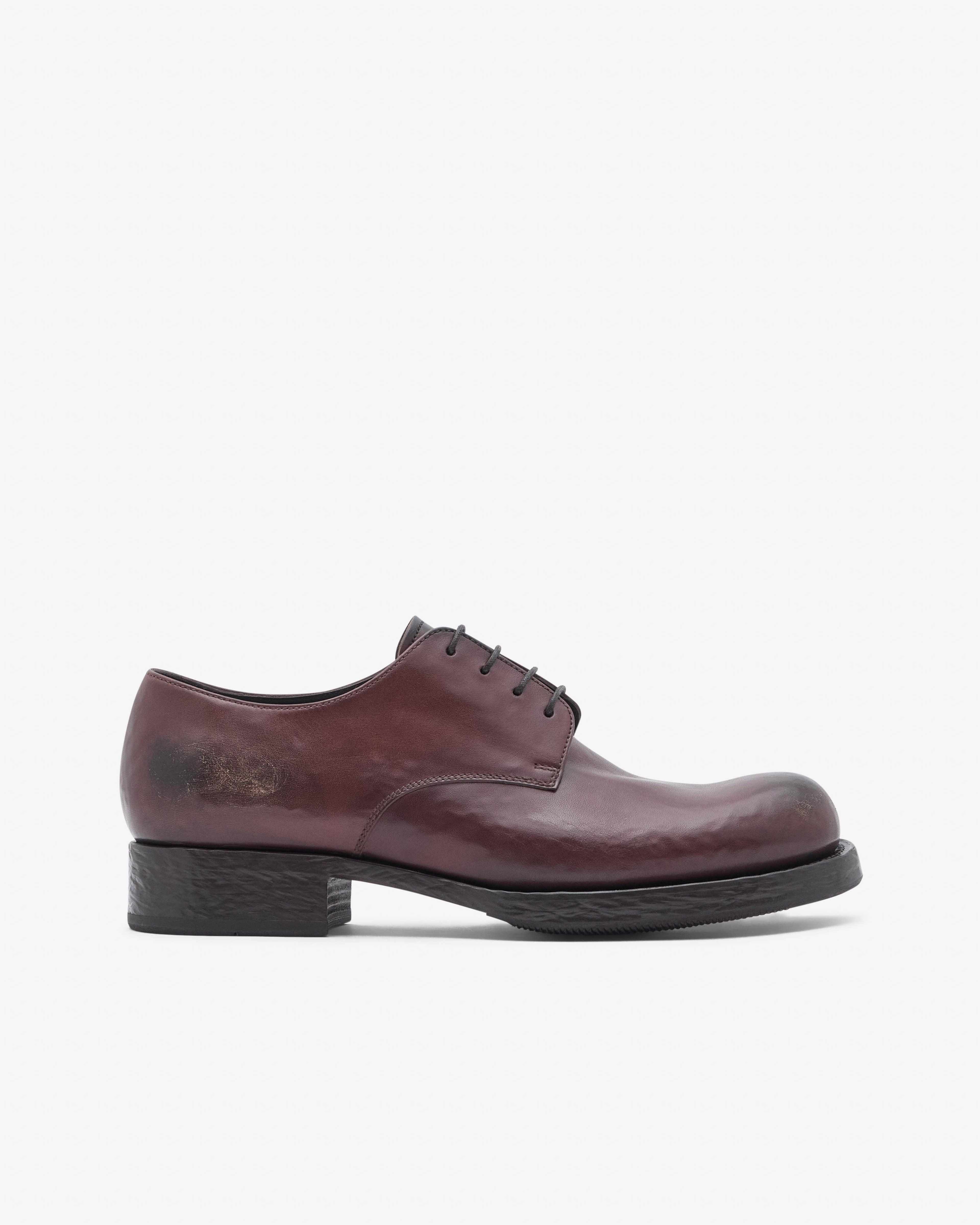 Prada  - Men's Antiqued Leather Lace-Up Shoes - (Brown) by PRADA