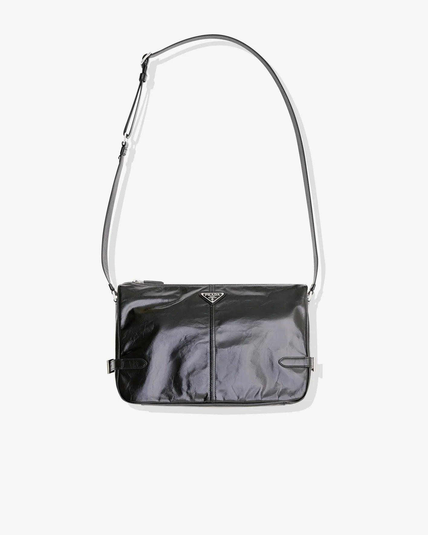 Prada - Men's Leather Shoulder Bag - (Black) by PRADA